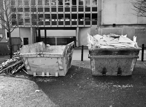 Construction site with waste materials being managed in Mitcham